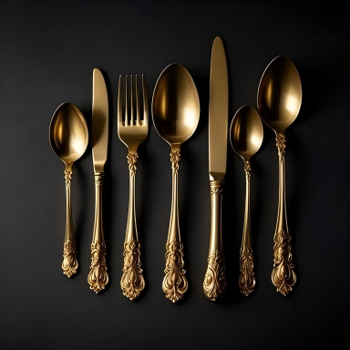 Château Series 7Pcs Luxury Gold Embossed Tableware Cutlery