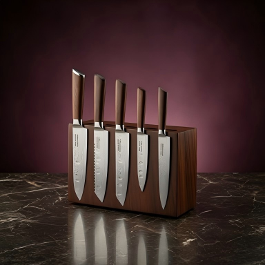 Château Series 5Pcs Damascus Kitchen Knife Set with Wooden Block